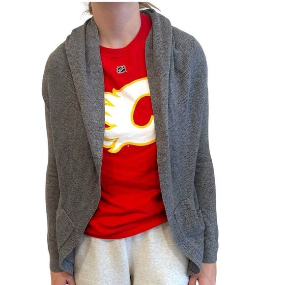 Lululemon Cabin Yogi Wrap Heathered Medium Grey / Slate Open Hooded Cardigan - Picture 7 of 9